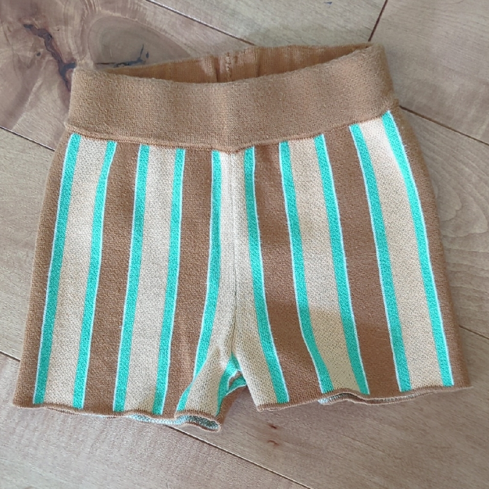 Misha And Puff Tan Teale Camel White Knit Kids Shorts
